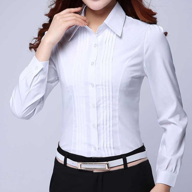 Patria ritmo Fragua Camisa formal Ropa de mujer 2018 Nueva Slim All-Match Blusa blanca de manga  larga Elegante