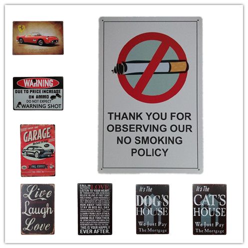 NO SMOKING CAR PLATE Vintage Tin Sign Bar pub Cafe Store home Wall Decor