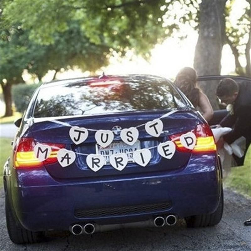 Just Married Banner Car Sign New Wedding Party Decorations Bunting