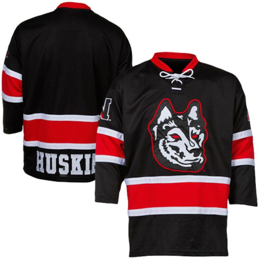 black and red hockey jersey