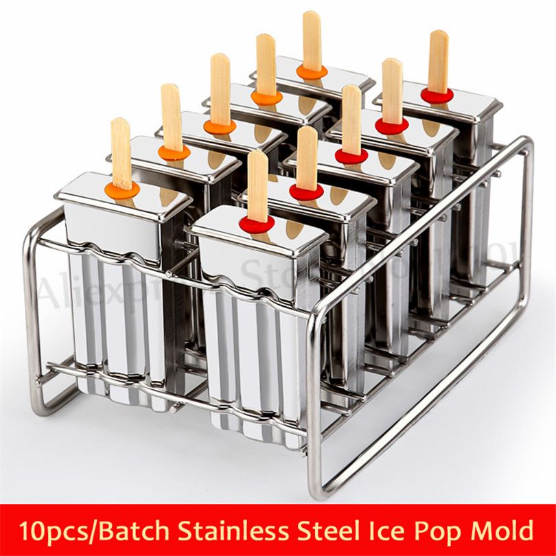 Stainless Steel Mould 20 Cavity 115g Ice Pop Maker Mold Lolly Popsicle Square Ice Cream Stick Holder Sale Banggood Com