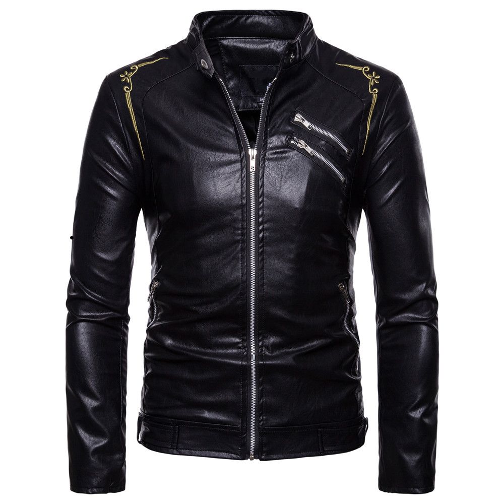 Compre Abrigos De Cuero De Alta Calidad Chaquetas Hombres Bordado De Moda  Motocicleta De La Flor Chaquetas De Cuero Hombre Prendas De Vestir  Exteriores PU Chaquetas Para Hombres Envío Gratis A 58,27