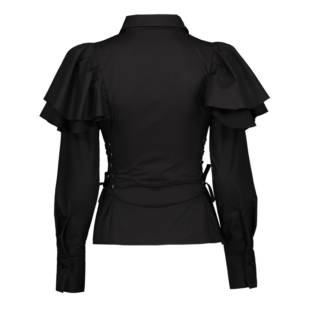 blusa negra manga larga mujer