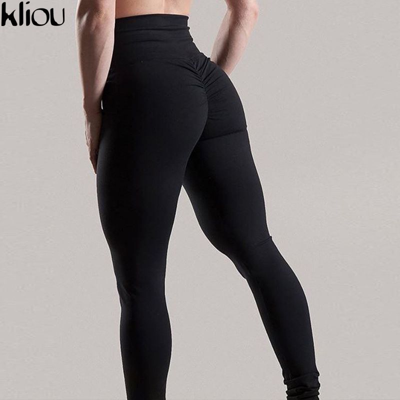 Polyester Sexy Push Up Black Leggings 