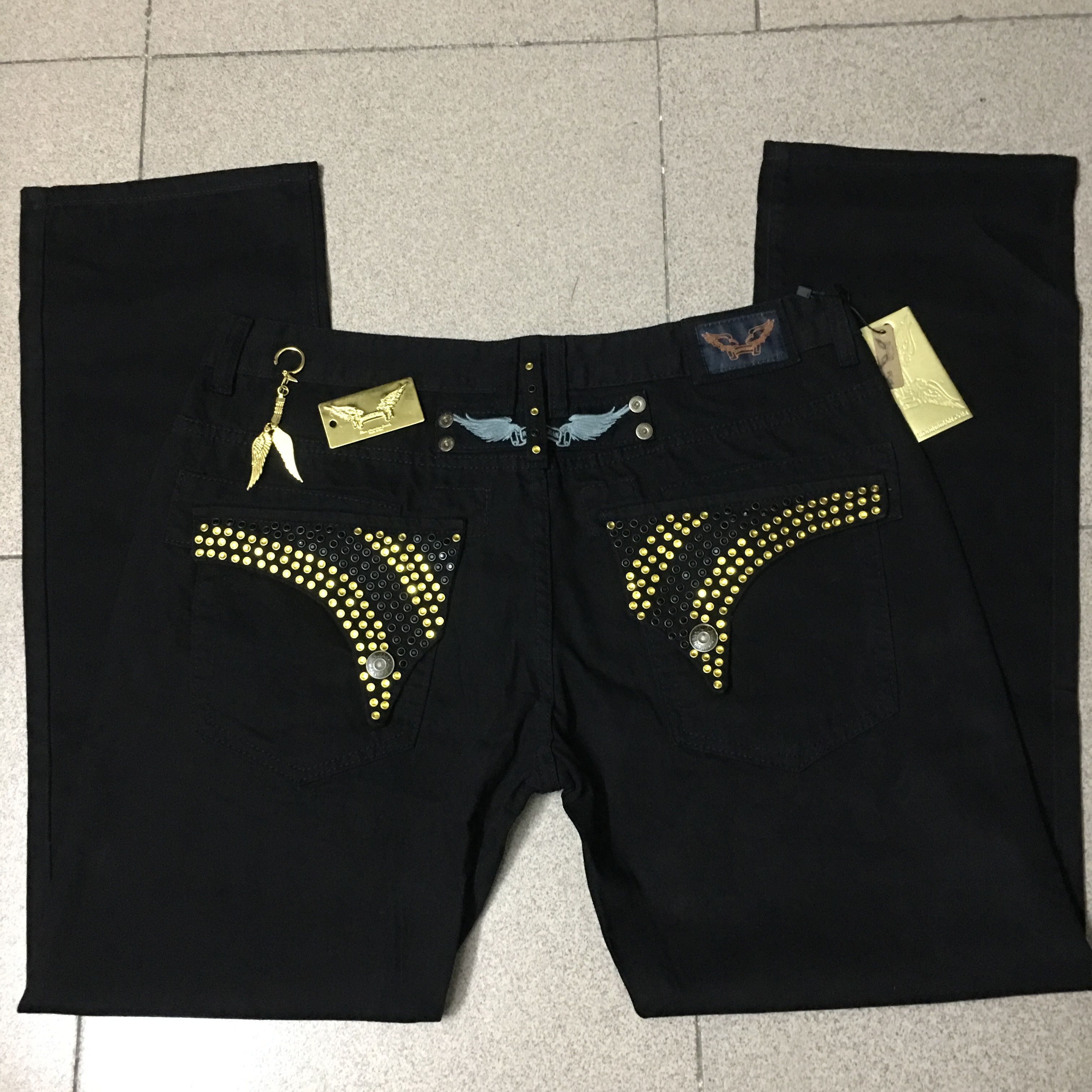 Mens Robin Jeans Gold Studs Crystal Denim Pants Men's Jean White size 3042 Men's Jeans Clothing