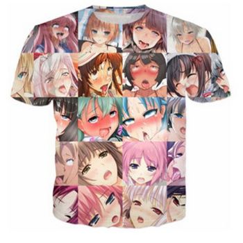 Fashion Women Men Ahegao Manga 3D Print T-Shirt Casual Short Sleeve Tee Shirt Fashion Women Men Ahegao Manga 3D Print T-Shirt Casual Short Sleeve Tee Shirt