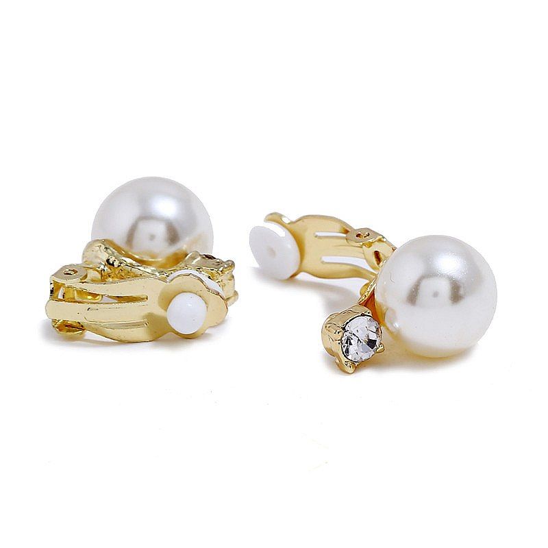 de clip moda sin la perforación de aretes perlas agujero para la