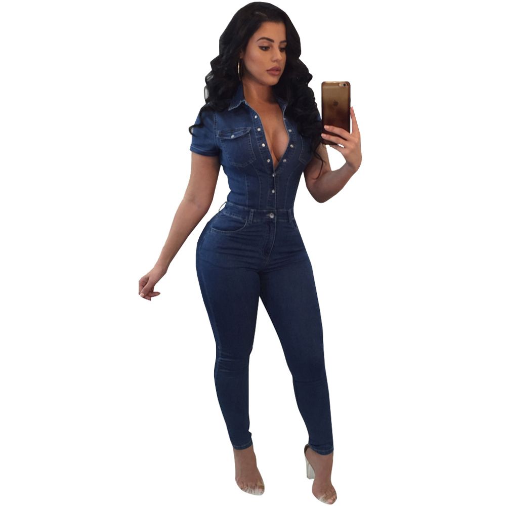 denim bodycon jumpsuit