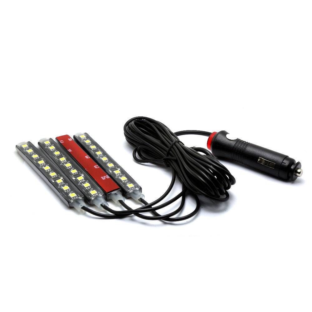 4x Ice Blue 9LED Charger Interior Light Accessories Car SUV Floor Decorative Set