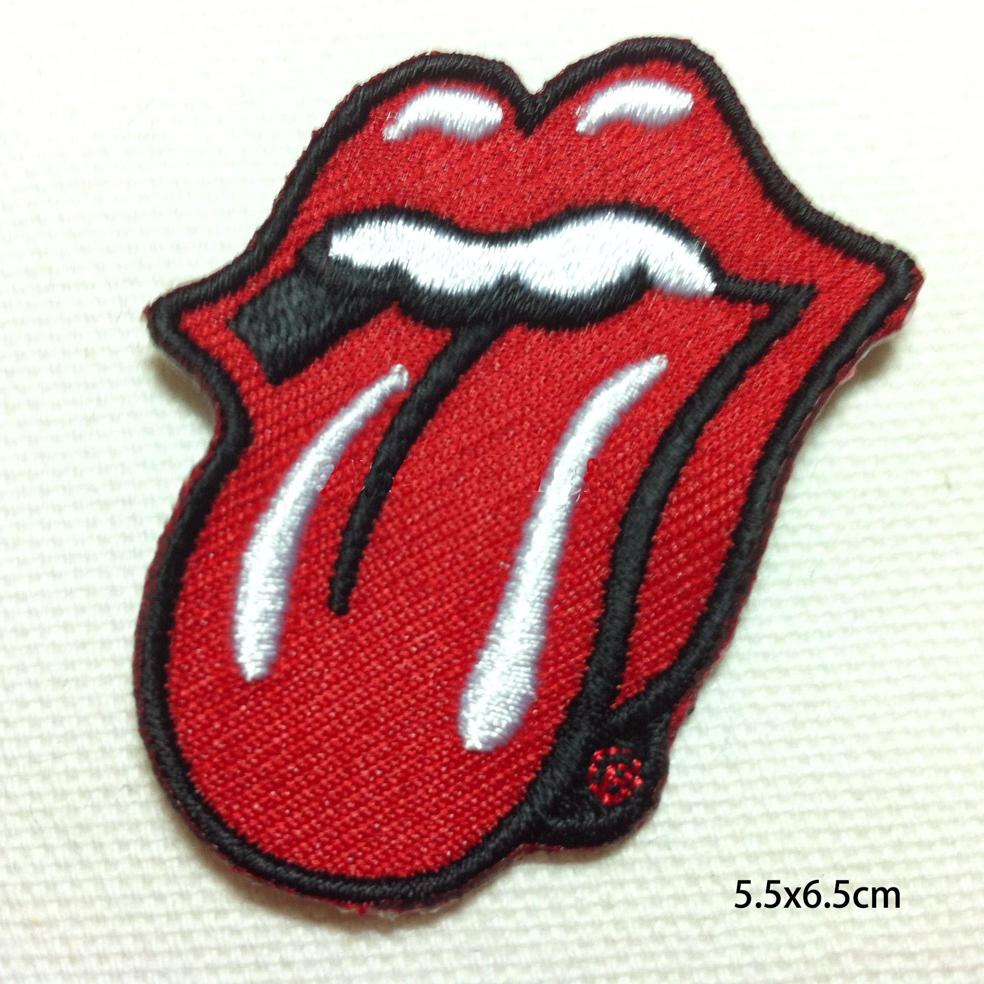 10 unids Punk Red Tongue Boca Parches Estilo Lengua Bordado Parches Bordados Labios