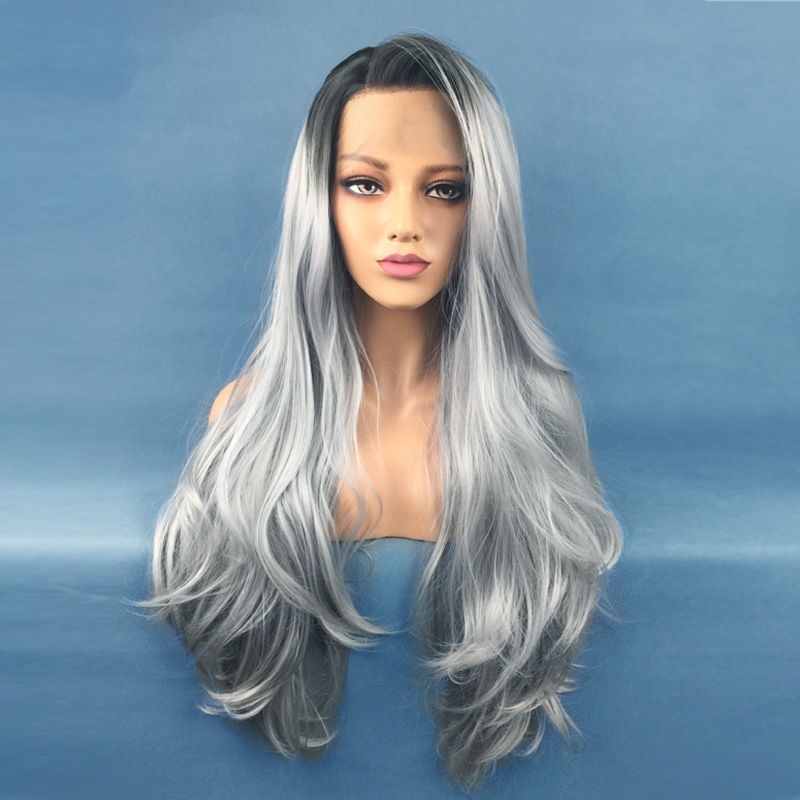 Acheter Pas Cher Meilleure Vente Beauté 26 Pouces Long Gris Argent Cheveux  Perruques Ombre Gris Cheveux Perruques Pas Cher Résistant À La Chaleur  Synthétique Fibres Perruques Du 64,89 € | Fr.Dhgate