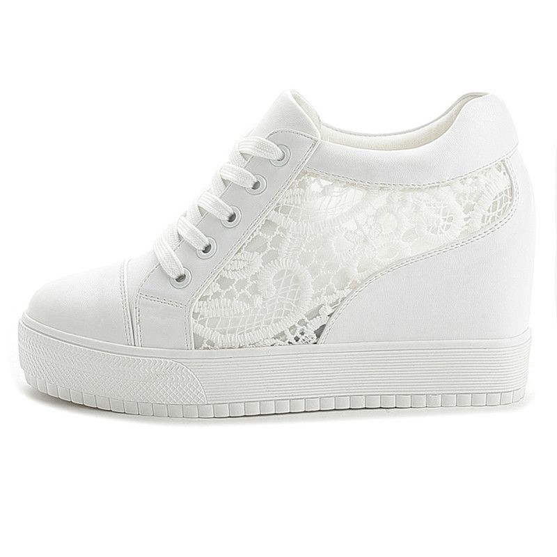 all white wedge sneakers