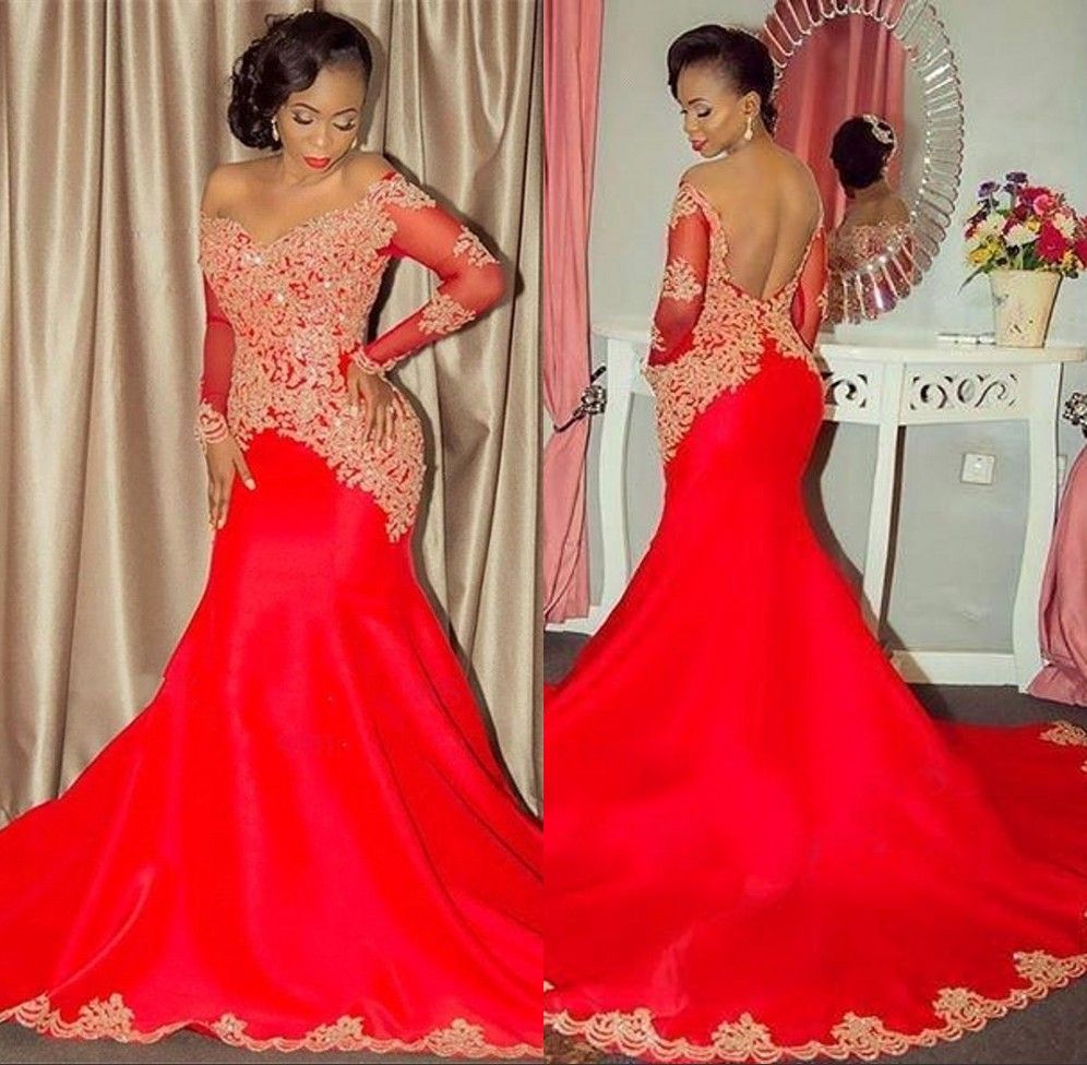 gold and red evening gown