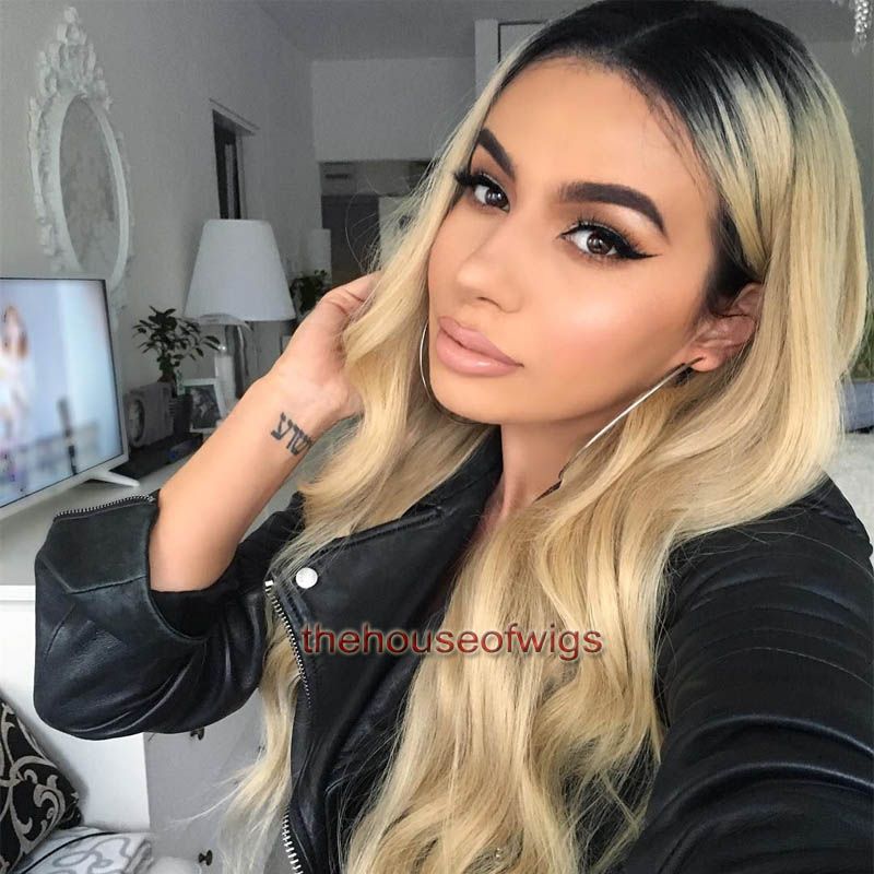 Blonde Hair Dark Roots Ombre Lace Wig With Baby Hair 1b 613 Human