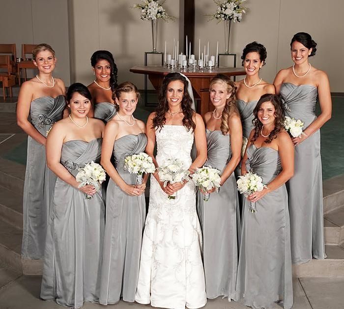cheap silver bridesmaid dresses