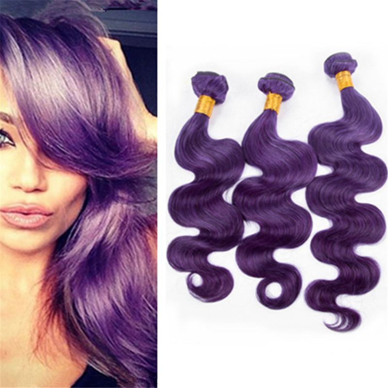 8a Grade Indian Body Wave Virgin Human Hair Bundles Dark Purple