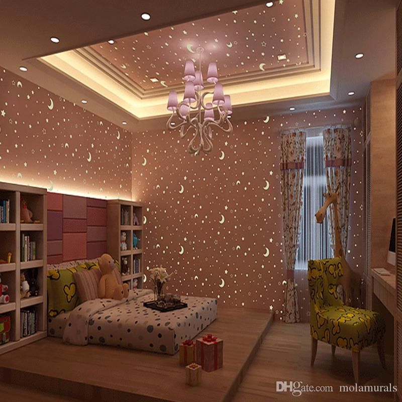 Kid S Room Luminous Wallpaper Roll Stars And The Moon Boys And Girls Children S Room Bedroom Ceiling Fluorescent Wallpaper Decor Full Hd Wallpapers Pc