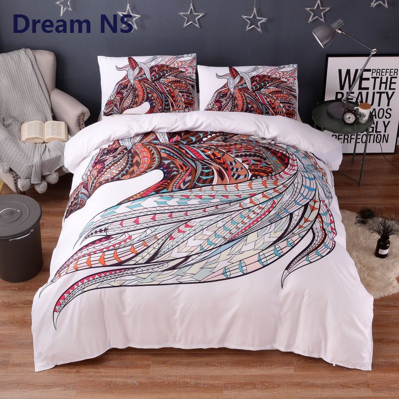 Ahsnme Dynamic Horse Bedding Set Classic Bohemian Duvet Cover Tribal Bed Sets Rainbow Bedspread Adult King Queen Comforter Sets Cheap Cheap Comforter