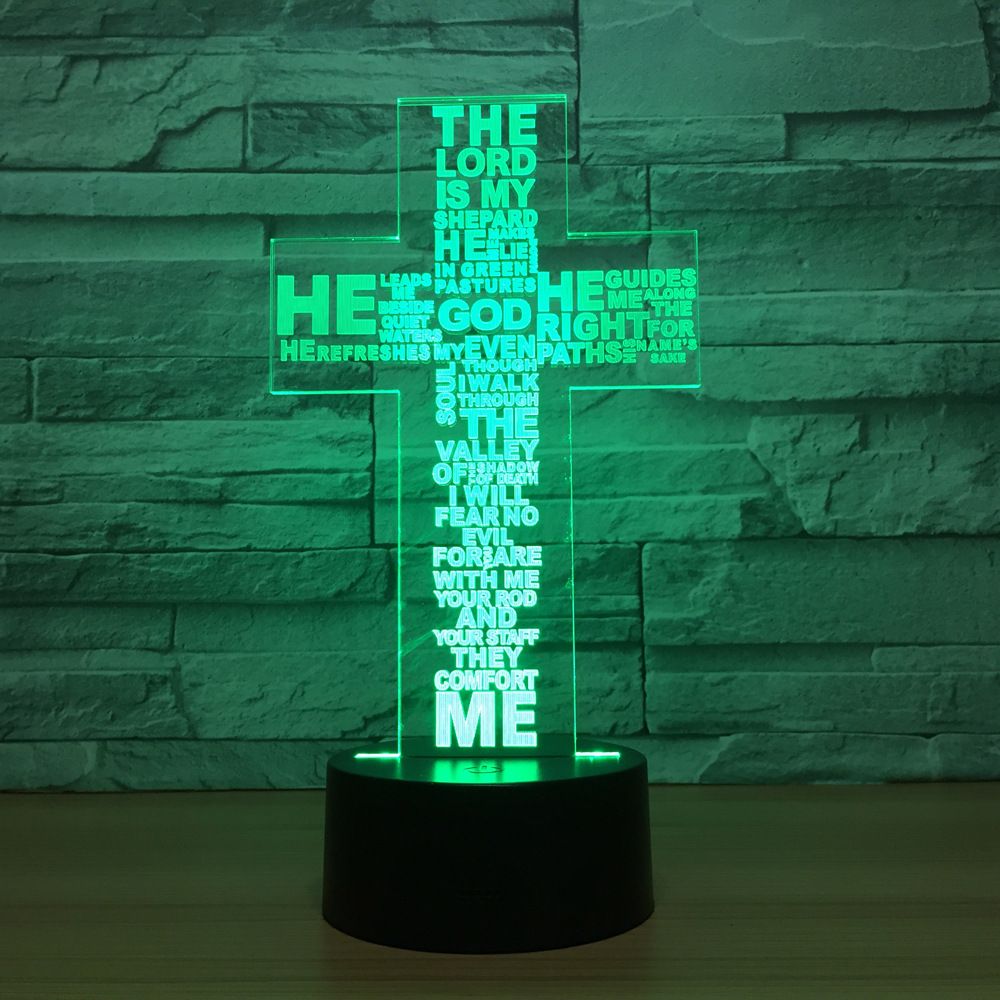 Jesus Cross Illusion Veilleuse 3D LED blanc chaud USB Lampe de table pour cadeaux de Noël Home Decor 