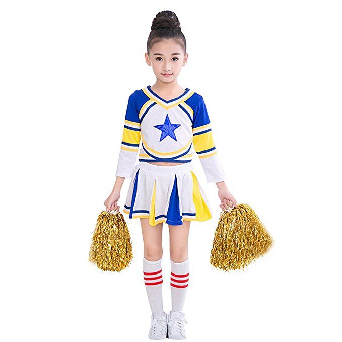 Acquistare Bambini Ragazze Cheerleader Costume Uniform Blue Star Bambini  Cheerleading Outfit Con Abbinamento Pom Poms Calzini Al Ginocchio Economico  | Consegna Veloce E Qualità | DHgate Italy