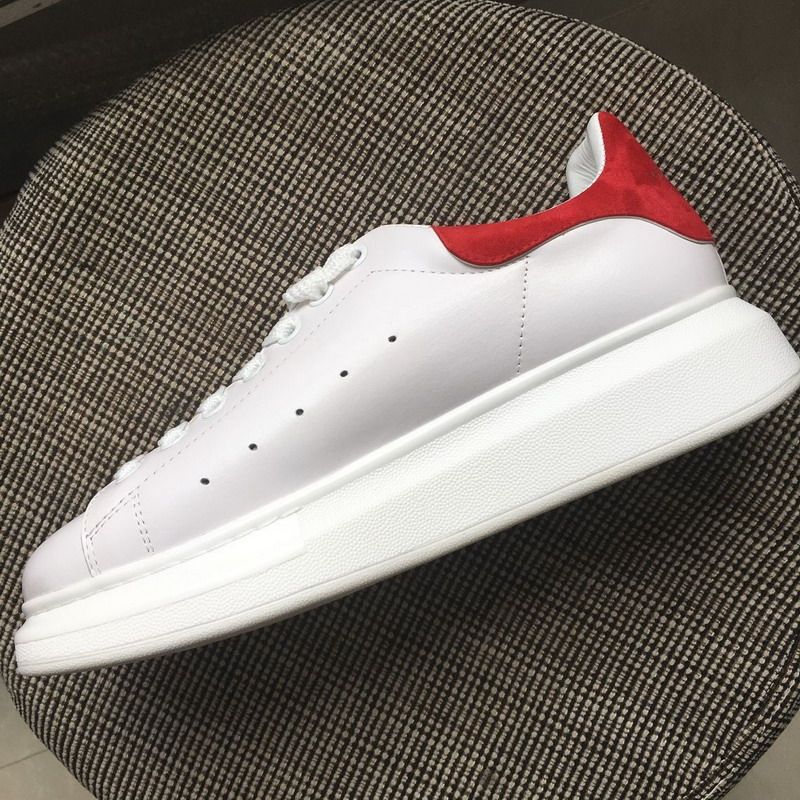 red and white platform sneakers