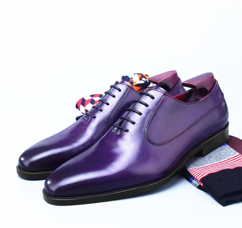 purple leather shoes