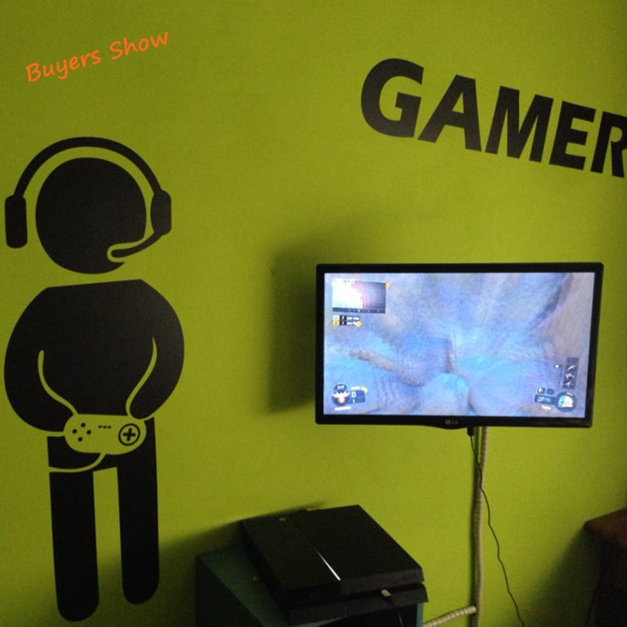 Acheter Jeu Gamer Sticker Mural Jeu Video Art Wallpaper Joystick Vinyle Sticker Mural Pour Garcons Chambre Salle De Jeux Decoration De 13 56 Du Totwo3 Dhgate Com