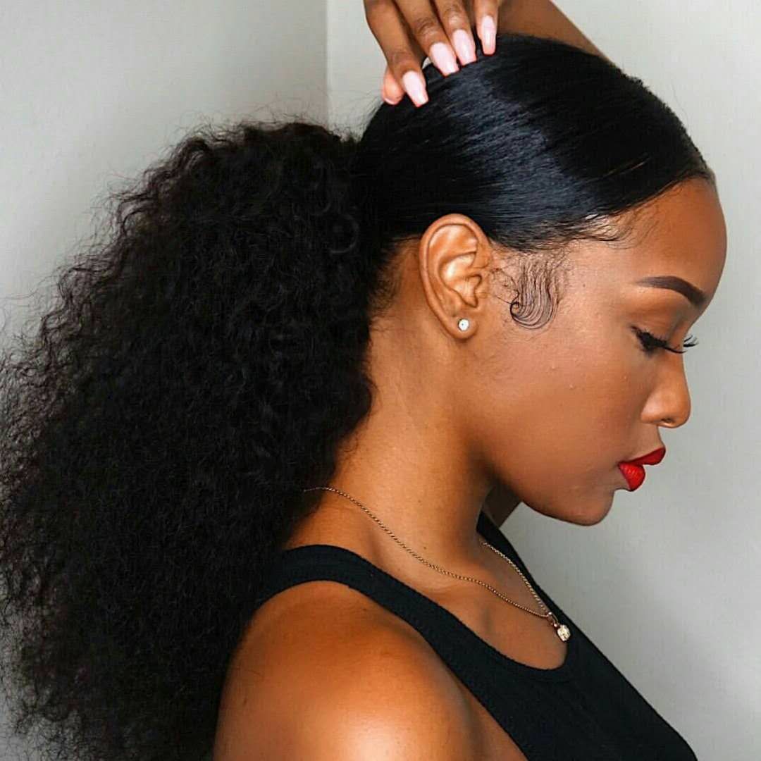 Afro Kinky Curly Human Ponytail Hair Piece For Black Women