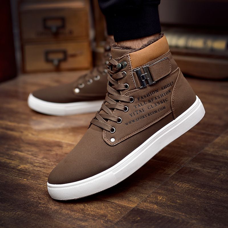 Compre Men Shoes Sapatos Tenis Masculino Masculino Moda Otoño Invierno  Botas De Cuero Para Hombre Ocasional Alta Lona Superior Zapatos De Los  Hombres A 15,53 € Del Hopestar168 | DHgate.Com