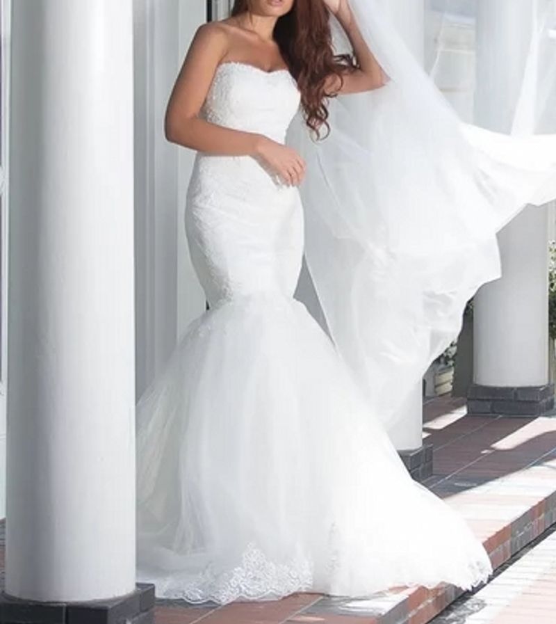 fishtail white wedding dress