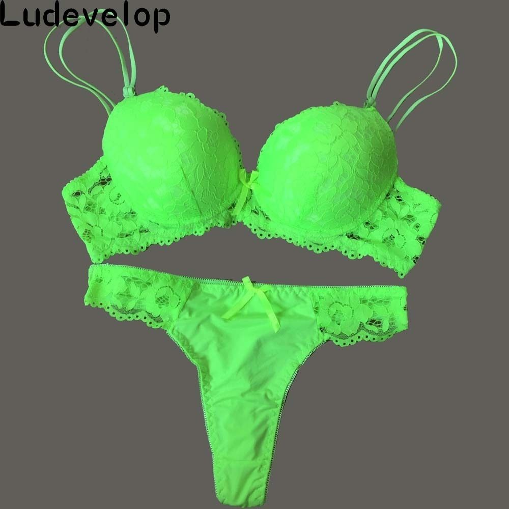 Tanga Sexy Conjunto de Sujetador Up de Encaje Conjunto de Lencería Mujer Ropa