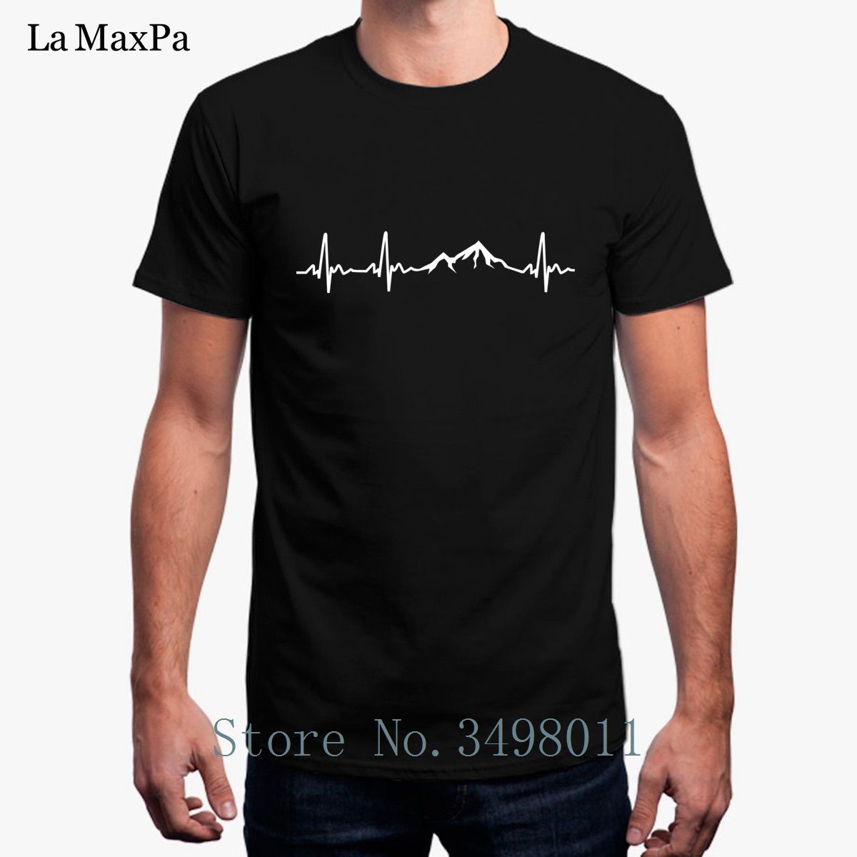 Camiseta estampada hombre My Heart Beat The Mountains Camiseta Camiseta 100% algodón