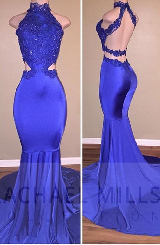 low back mermaid prom dress