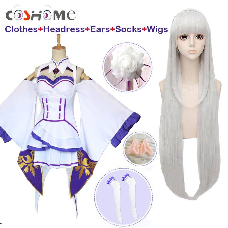 Re:Zero kara Hajimeru Isekai Seikatsu Emilia Anime Cosplay Costume Stocking