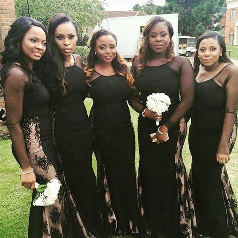 Black Country Mermaid Bridesmaid Dresses African Dubai Jewel