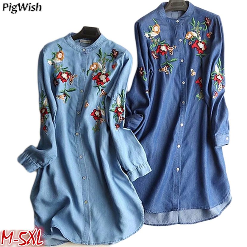 camisa jeans com bordado