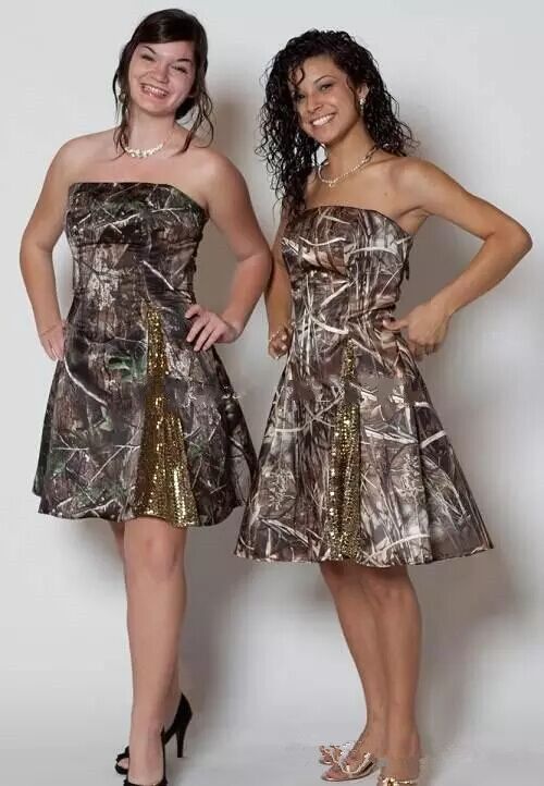 white camo bridesmaid dresses