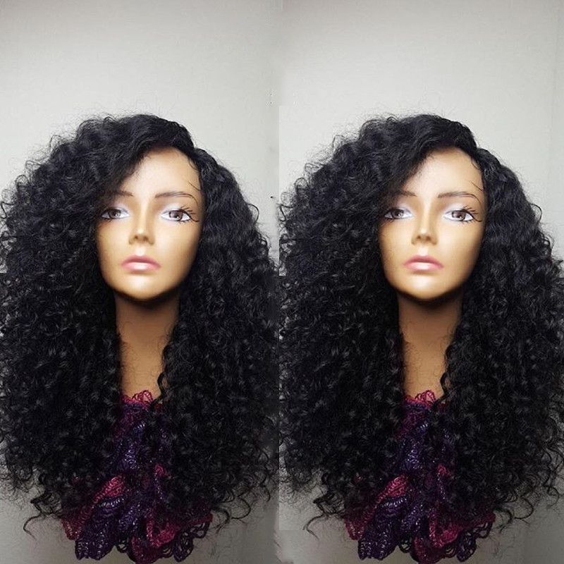 180density Full Synthetic Afro Kinky Curly Lace Front Wig Heat