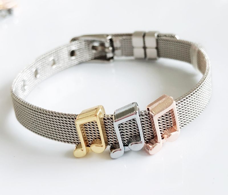 10 Color mezclado Music Note Slider Charms Beads Fit 8mm Nombre del Cinturones Etiquetas