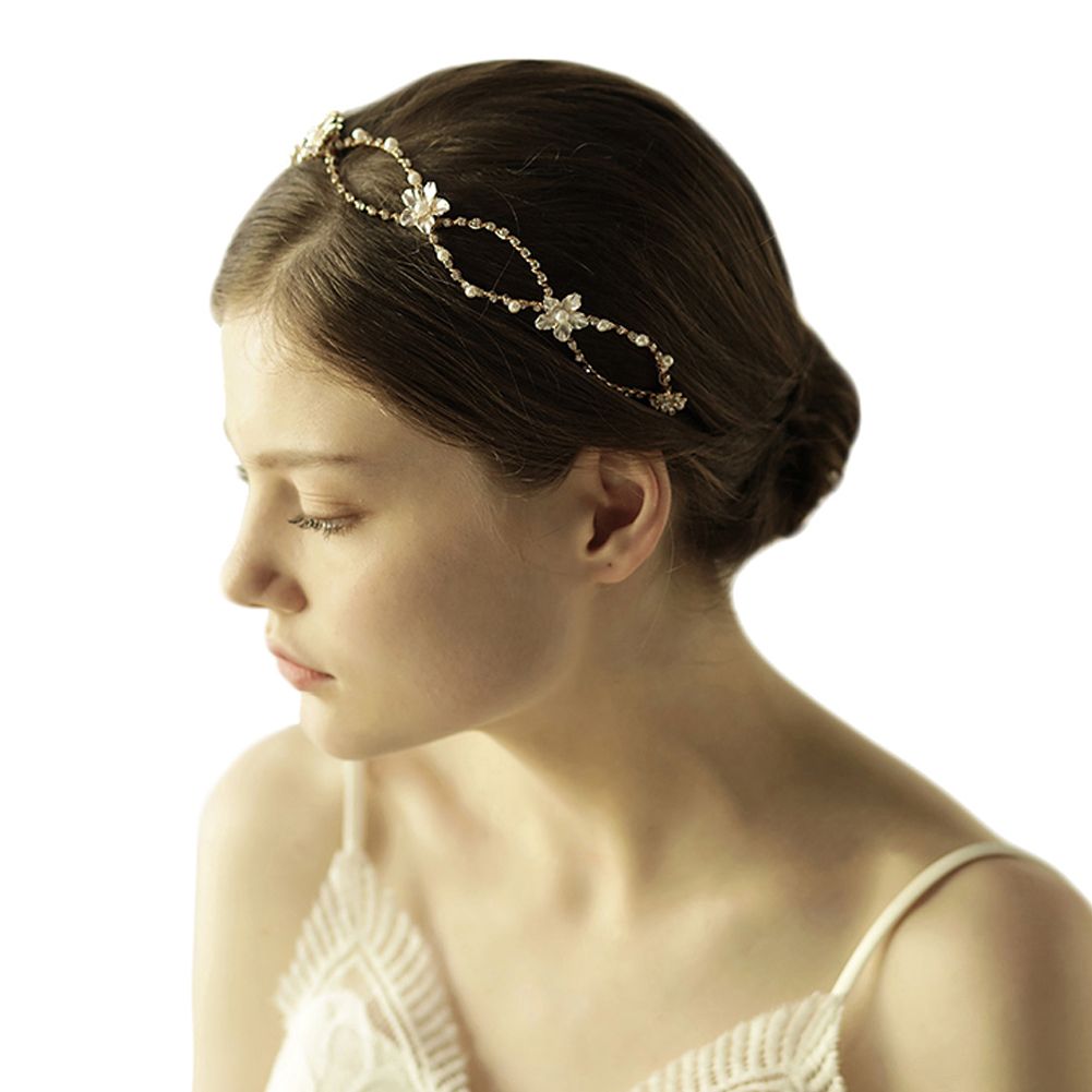 2019 Charming Gold Bridal Wedding Headband Crystal Pearl