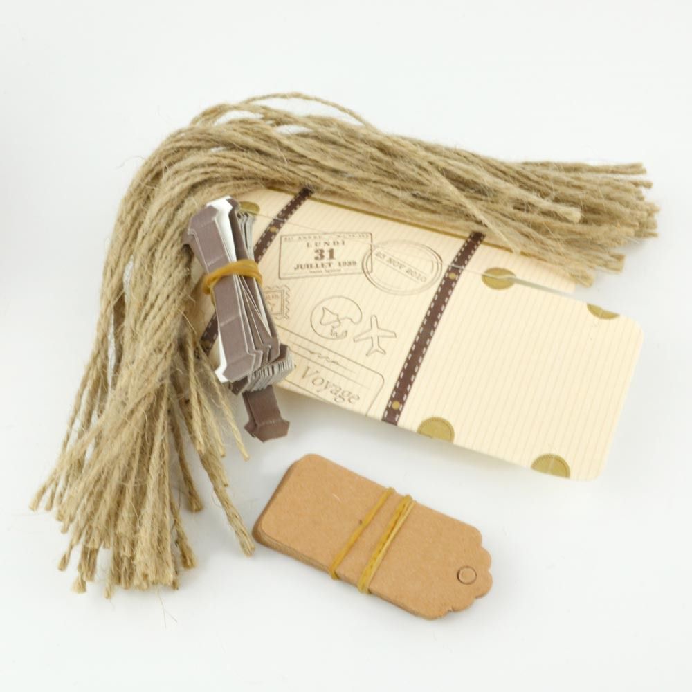 Gaetooely Valise 50Pcs Boite de Faveur Party Favor Bonbonniere Vintage Papier Kraft avec des Etiquettes et de La Corde pour Le Mariage//Party Themed//Douche Nuptiale Decoration