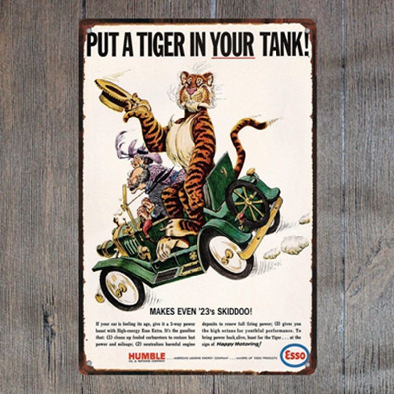 Metal Tin Sign put a tiger in your tank Decor Bar Pub Home Vintage Retro