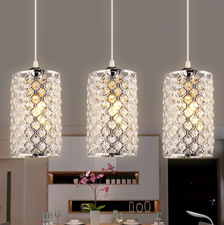 Moderno y elegante de cilindro luces colgantes de cristal lámparas suspendidas lustre cristal para comedor