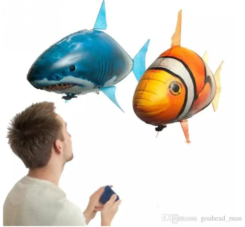 Remote Control Inflatable Balloon Air Swimmer Flying shark Fish Radio Blimp UK 