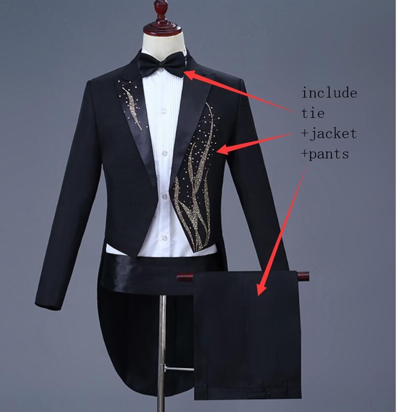 Acquistare Abiti Da Uomo Adulti Con Coda Di Rondine Nero Bianco Strass  Tailcoat Bar Cantante Costume Da Palcoscenico Mago Prom Presentatore  Matrimonio Coro Blazer Vestito Da Palcoscenico Economico | Consegna Veloce  E Qualità | DHgate Italy