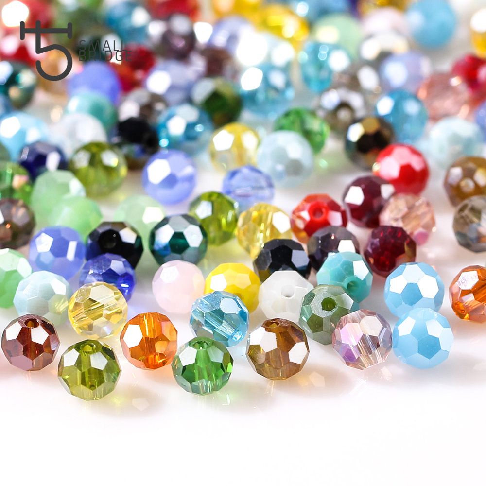 50 Round Faceted Acrylic 6mm Beads Spacers Mixed Colours Jewellery making