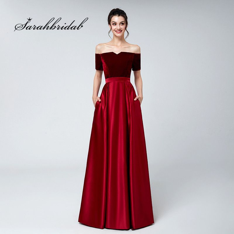 Long Formal Sleeve Evening Dresses Color Vestido Party Evens Gowns,Burgundy,8,Floor Length