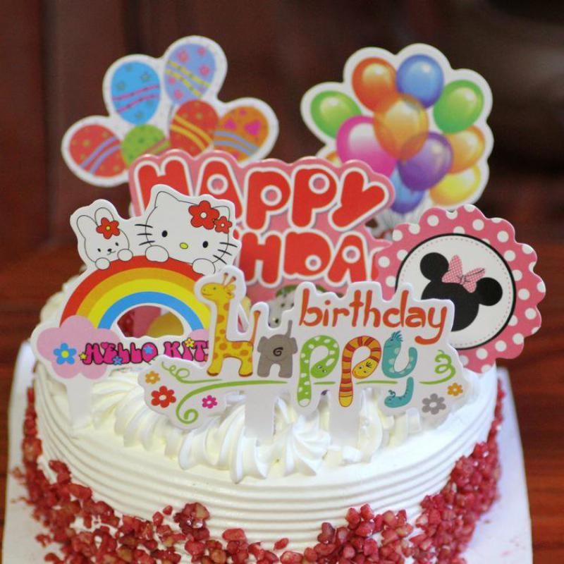 2020 Colorful Baby Shower Happy Birthday Cake Topper Decoration