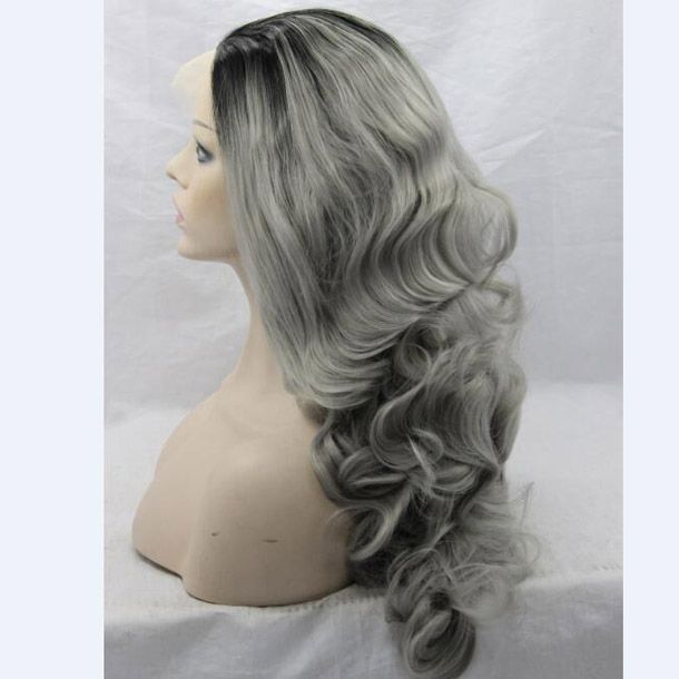 26 Long Ombre Grey Wigs Natural Cheap Hair Wavy Grey Gray