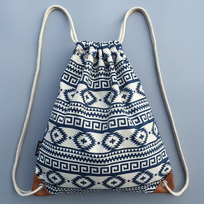 canvas drawstring duffle bolsa